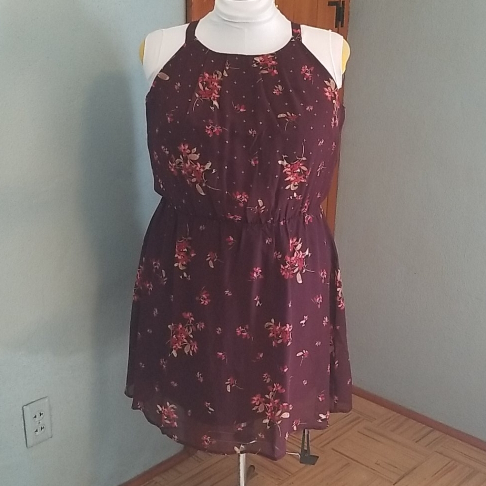 Maurices Burgundy Floral Dress